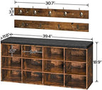 HOOBRO Shoe Storage Bench with Cushion, 39.4" L Entryway Bench with 12 Cubbies, Entryway Hall Tree with Storage, Shoe Cabinet with Coat Rack for Bedroom, Hallway, Holds up to 330 lb, BF112HX01G1 - Image 3