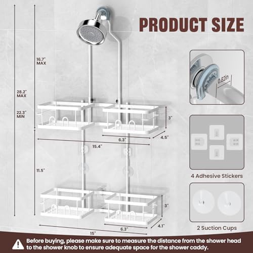 REINHARDT Adjustable Shower Caddy Hanging for Handheld Showerheads, White - Image 6