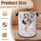 Pink Bow Laundry Hamper,Laundry Baskets,Waterproof Oxford Cloth Toy Storage for Bedroom,Bathroom,Nursery,16x20.8 Inch - Image 2