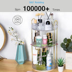 360 Rotating Makeup Organizer, 3 Tier Large Capacity Lazy Susan Bathroom Counter Organizer, Skincare Organizers, Spinning Perfume Organizer & Vanity Organizer Countertop (Golden Clear, 3 Tier) - Image 5