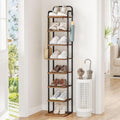 Hzuaneri 8 Tiers Vertical Shoe Rack, Narrow Shoe Tower, Tall Shoes Shelf with 2 Hooks, Adjustable Shelves, Corner Shoes Shelves for Small Spaces, Entryway, Living Room, Rustic Brown SR04301B by Hzuaneri