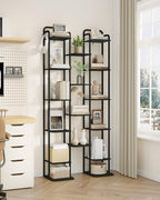 Hzuaneri Vertical Shoe Rack, Shoe Shelves, Wood Shoe Organizer for Closet, Entryway, Shoe Tower for Small Spaces, Free Standing, Adjustable, with 2 Hooks, 10 Tier Black SR11204B - Image 6