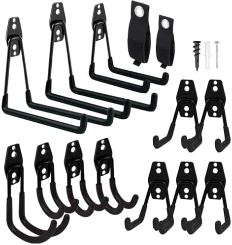 Garage Hooks Heavy Duty 14 Pack, Steel Garage Storage Hooks, Tool Hangers for Garage Wall Utility Wall Mount Garage Hooks and Hangers with Anti-slip Coating for Garden Tools, Ladders, Bulky Items by GARDENANDTOOL
