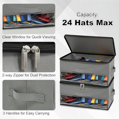 2 PCS Stackable Hat Storage for Baseball Caps, Hat Organizer Box for Closet - Image 5