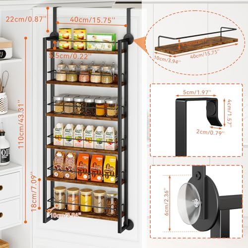 IBUYKE Over the Door Spice Organizer,Door or Wall Mount,Brown TLJ028H - Image 4