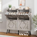 Nicetree Shoe Cabinet with 4 Flip Drawers, Freestanding Shoe Organizer Cabinet, Farmhouse Narrow Shoe Storage Cabinet for Entryway, Foyer, Hallway by Nicetree