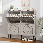 Nicetree Shoe Cabinet with 4 Flip Drawers, Freestanding Shoe Organizer Cabinet, Farmhouse Narrow Shoe Storage Cabinet for Entryway, Foyer, Hallway by Nicetree