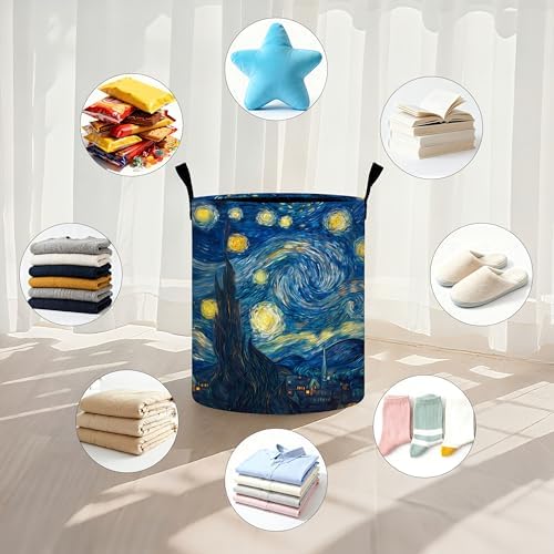 Starry Night Sky Laundry Basket Storage Bin Foldable Laundry Hamper Clothes Storage Bucket Organizer 19.6x15.7 Inch For Laundry Room/Bedroom/Bathroom - Image 5