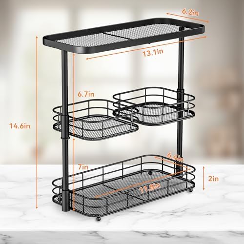 VITVITI 3 Tier Bathroom Organizer Countertop, Counter Storage Shelf, Black - Image 5