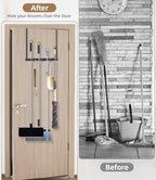 Broom Holder Over The Door with Hooks -304 Stainless Steel (Space grey) - Image 2