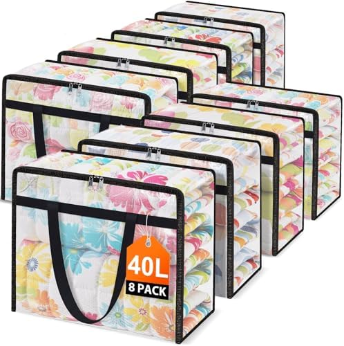 8 Packs 40L Clear Under Bed Storage Containers, Large Clothes Storage Bags by Unknown
