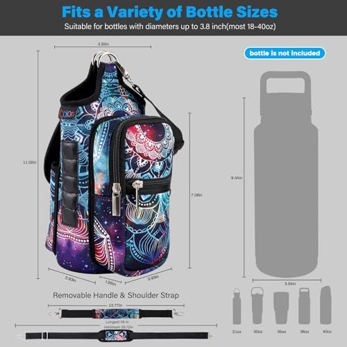 icolor Magnetic Gym Bag Water Bottle Carrier Holder with Phone Pockets & Shoulder Strap,Gym Magnetic Bag 5 Built-in Magnets Gym Accessories Organizer Sling Bottle Bag Pouch Sleeve - Image 3