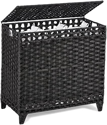 Laundry Hamper with 3 Removable Liner Bags, 132L Laundry Sorter with Lid by Hermina