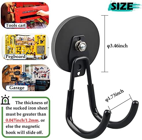 ULIBERMAGNET Strong Magnetic Hooks,2 Pack Heavy Duty Large Magnetic Hooks for Extension Cord, Cable, Hose, Power Cord,Rope,Drill,Jig Saw,Circular Saw,Garden Lawn Tools (Black/3.46inch) - Image 6