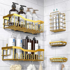 Shower Caddy 5 Pack,Adhesive Shower Organizer for Bathroom Storage&Home Decor&Kitchen,No Drilling,Large Capacity,Rustproof Stainless Steel Bathroom Organizer,Shower Shelves for Inside Shower-Larger by EUDELE