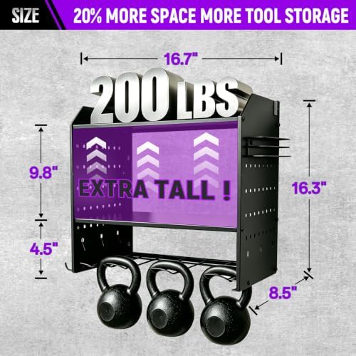 Power Tool Organizer Wall Mount, 4 Tier Tool Rack for Power tool Storage,Solid Thickened Storage Panel Construction,Garage Tool Organizer with Hooks for Men Gift,Black - Image 3