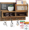 Key Holder Wall Mount, Wooden Mail and Key Organizer, Brown by HOMEBROS