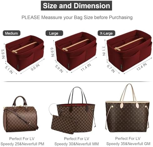 OMYSTYLE Purse Organizer Insert, Felt Tote Bag Organizer Insert with 5 Sizes, Handbag Dividers for Inside Purse, Compatible with Longchamp, Neverful, Speedy and More - Image 2