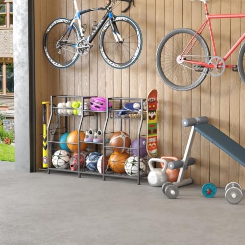 Ball Storage Rack with Bat Holder, Sports Equipment Organizer for Garage - Image 7