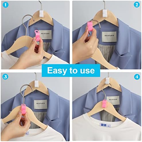 100 PCS Hanger Connector Hooks, Hangers Space Saving, Hanger Clips for Plastic Hangers(5 Color) - Image 3