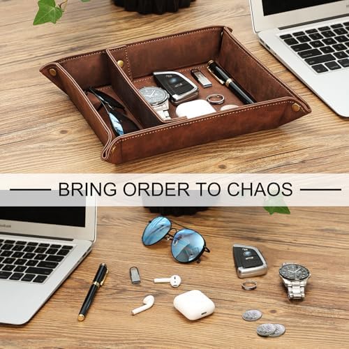 SITHON Valet Tray Desktop Storage Organizer with 2 Compartments - Image 5
