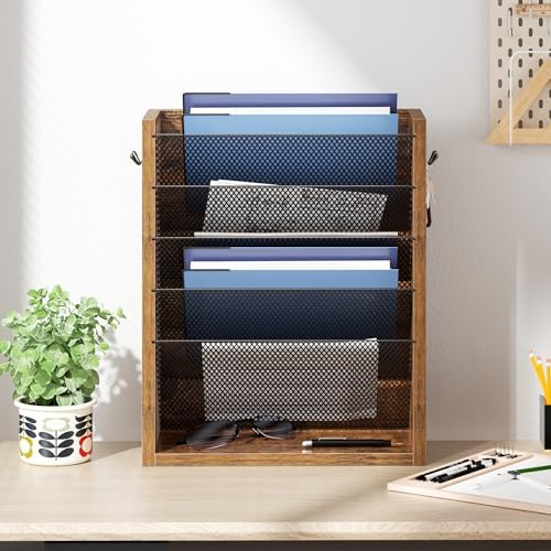 Mail Organizer Wall Mounted, 6-Slot Hanging File Organizer with Key Holder - Image 2