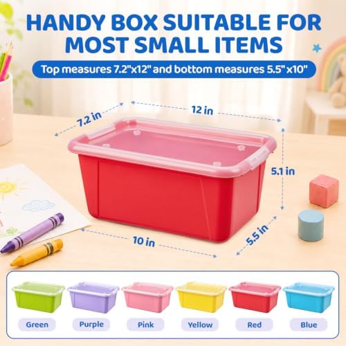 GAMENOTE 6 Quart Storage Bins with Lids, Macaron 6 Pack, Stackable Boxes - Image 6