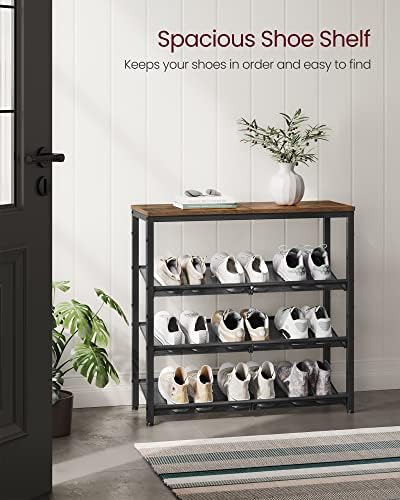 VASAGLE 4-Tier Shoe Rack, Adjustable, Freestanding - Image 4