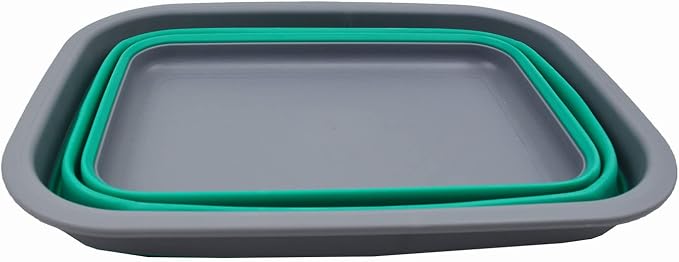 SAMMART 9.2L (2.37Gallon) Collapsible Tub - Portable Outdoor Picnic Basket/Crater - Foldable Shopping Bag - Space Saving Storage Container (M, Dark Grey/Bluish-Green) - Image 2