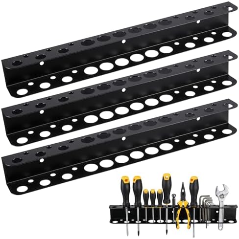 3-Pack Heavy Duty Screwdriver and Pliers Organizer Wall Mount, 16.75" Metal Tool Holder Rack with Screws & Anchors for Garage, Workshop, Toolbox by Unknown