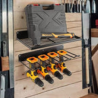 UU-Major Power Tool Organizer with Charging Station,Drill Holder Wall Mount,Garage Storage Shelves for Organization and Storage,Heavy Duty Pegboard Wall Organizer Set Solid Metal Black… - Image 2