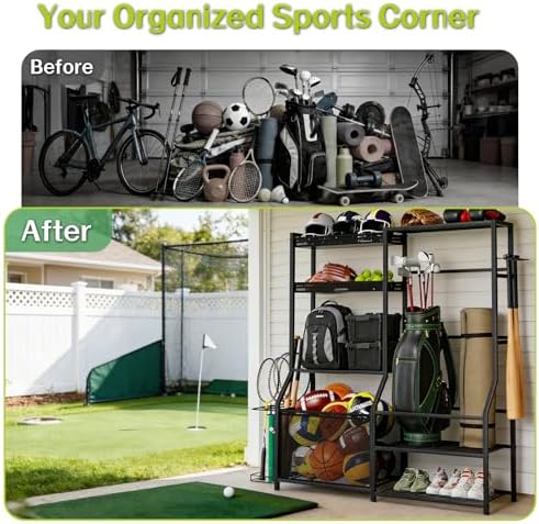 Garage Sports Equipment Organizer, Golf Bag Storage Rack - Image 6