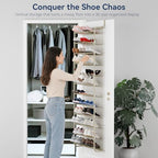 Whitmor 36 Pair Over The Door Shoe Organizer, 12 Tier Hanging Shoe Organizer, Heavy Duty Metal & Mesh Shoe Holder, Hanging Shoe Rack for Closet Organizer & Storage, 74" L x 21.7" W x 7.5" H, Oat - Image 3