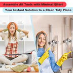 6PCS Broom Holder Mop Hanger Wall Mount, No Drill Suction Cup Mop and Broom Organizer with Hooks, Space Saving Adjustable Rack Removable Mop Clip for Bathroom, Kitchen, Garage, Laundry Room - Image 2