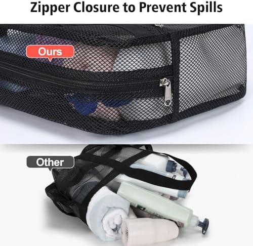 Mesh Shower Caddy Portable with Zipper - 2-Handle Shower Bag for Dorm - Image 2