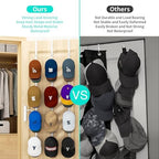 HapiRm Over Door Hat Rack - 3 Packs Hat Organizer with 12 Hooks Design, Hanging Baseball Cap Organizer Storage Holds Up to 60 Caps for Door, Bedroom, Closet (White) - Image 3