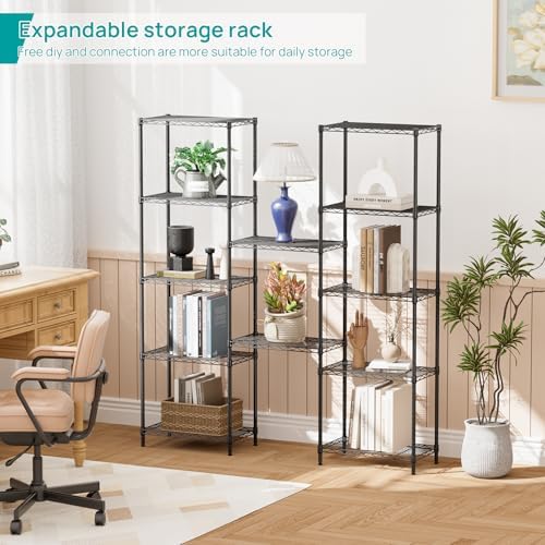 SINGAYE 6 Metal Shelves Wire Shelving Storage Shelf Adjustable Unit Pantry - Image 5