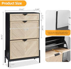 Shoe Cabinet with 2 Flip Drawers, Narrow Entryway Rack, Oak&Black - Image 2