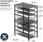 Simple Houseware Stackable 3 Tier Sliding Basket Organizer Drawer, Black - Image 2