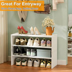 White Shoe Rack Organizer for Closet, 3-Tier Expandable Shoe Shelf, Stackable Iron Wood Combination Shoe Racks Shelves for Closets, Entryway,Small Space,Hallway,Garage,Holds 8-16 Pairs of Shoes - Image 7