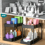 Under Sink Organizer 2 Pack,2 Tier Slide Out Storage for Kitchen Bathroom - Image 3