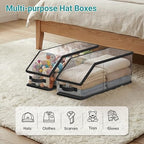 AOODA 2PCS Stackable Hat Storage for Baseball Caps, Clear Hat Organizer for Closet Holds up to 24 Caps, Men‘s Hat Box Display with Cardboard (Black) - Image 7