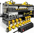 Heavy Duty Power Tool Organizer Wall Mount with Charging Station with 4 Power Strip, 4 Layer Tool Storage Rack with 8 Drill Holder, 700 lbs load capacity by Unknown