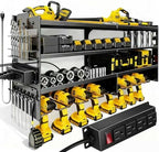 Heavy Duty Power Tool Organizer Wall Mount with Charging Station with 4 Power Strip, 4 Layer Tool Storage Rack with 8 Drill Holder, 700 lbs load capacity by Unknown