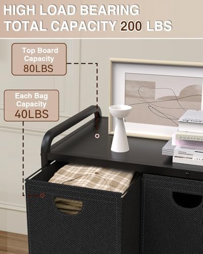 Laundry Sorter 3 Section,Laundry Basket with Wheels,3×15.8 Gal (60L) Black - Image 2