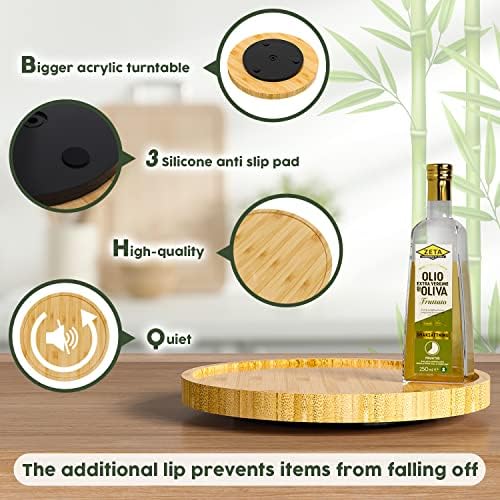 Lazy Susan Organizer, 10 Inch Non-Skid Bamboo Turntable Organizer - Image 6