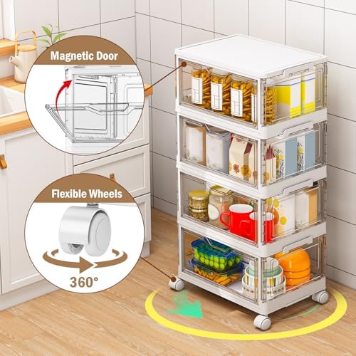 Kmiectse Clear Storage Bins with Lids - 4 Tier 32qt Plastic Stackable Bins - Image 4