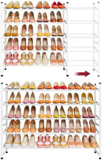 Tajsoon Expandable Shoe Rack for Closet 5 Tier, 28“-41“Stackable, White by Tajsoon