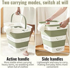 2 Pcs Collapsible Laundry Baskets for Clothes, 43L Plastic Laundry Hamper for Dorm Bedroom, Space Saving Pop-Up Laundry Hamper Container, Durable Foldable Laundry Basket with Handles (Matcha-Green) - Image 5