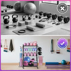 Dumbbell Rack, Weight Rack for Home Gym Dumbbells, Adjustable Barbell Rack for Kettlebells Yoga Mat & Balls, Sports Equipment Organizer Storage Rack - Image 5